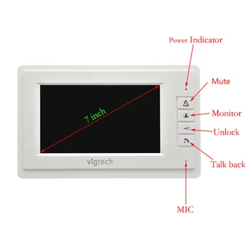 Vigtech 7` LCD Spalvotas Ekranas vaizdo durų telefoną Įrašyti domofonas sistema Metaliniu korpusu HD MiNi Kamera 8GB TF Kortelė NEMOKAMAS PRISTATYMAS